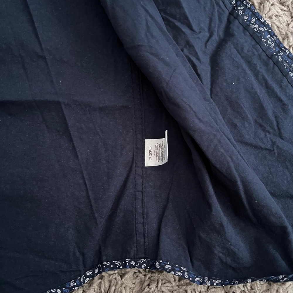 Navy Blue Skirt with Floral Trim